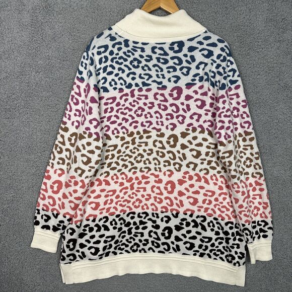 Soft Surroundings Leone Sweater 1X‎ Rainbow Leopard Print Turtleneck Longline - Picture 8 of 14